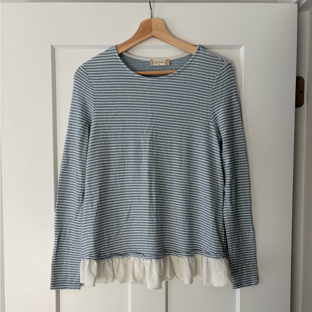 Altar’d State Striped Long Sleeve Top with Ruffle Hem